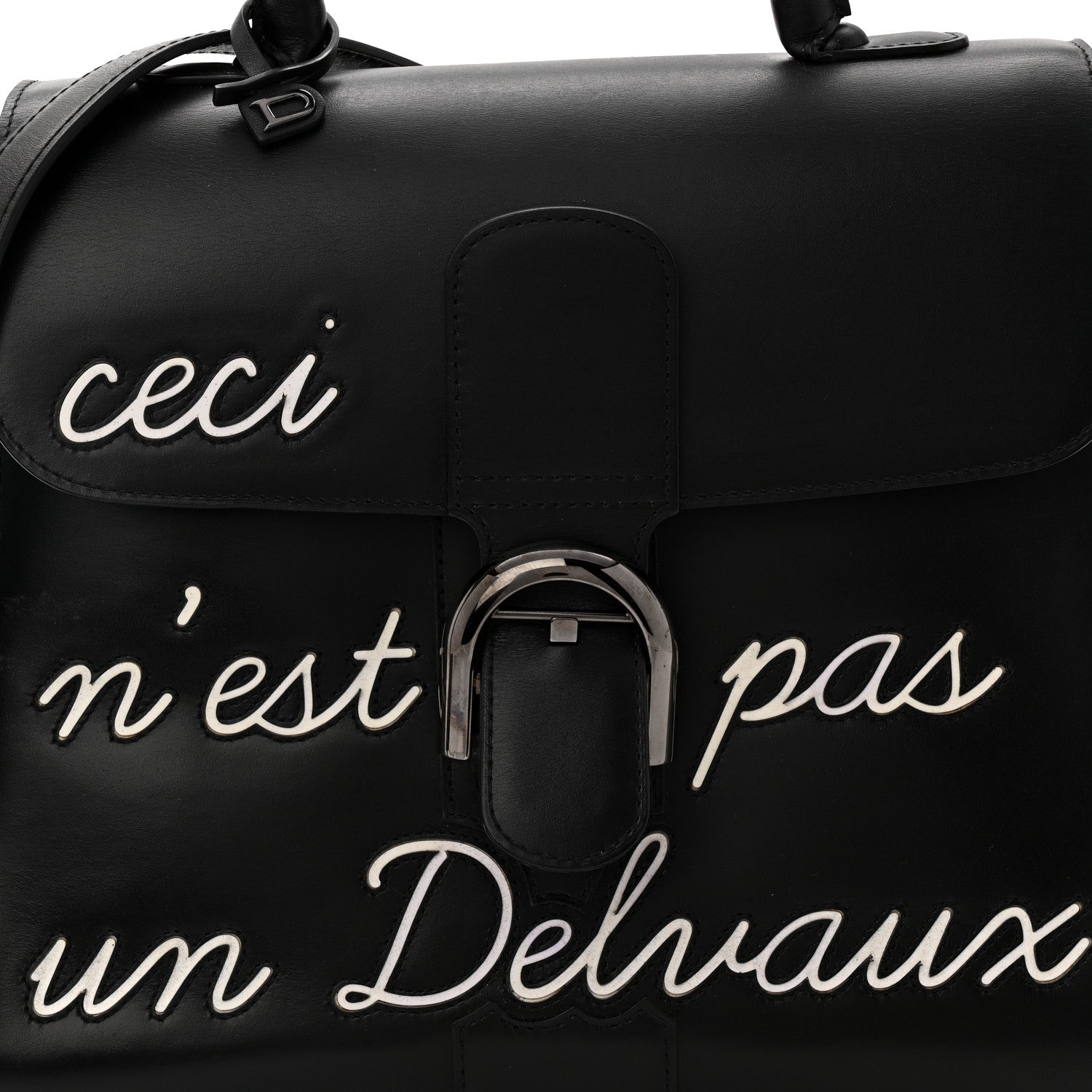 Delvaux Calfskin MM L'Humour Brillant Satchel Black 7 of 9