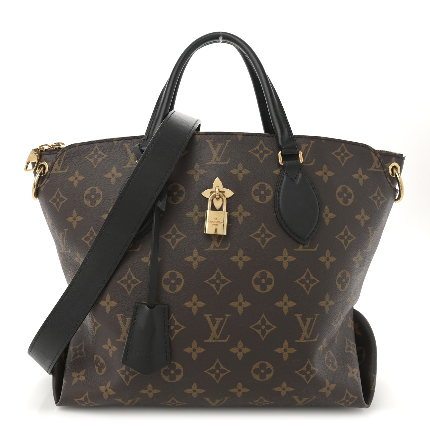 Monogram Flower Zipped Tote MM Black