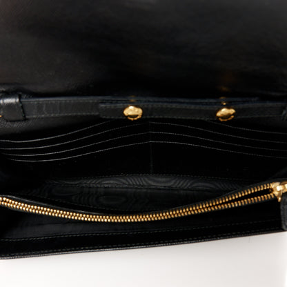 Prada Saffiano Metal Oro Chain Wallet Black 5 of 11