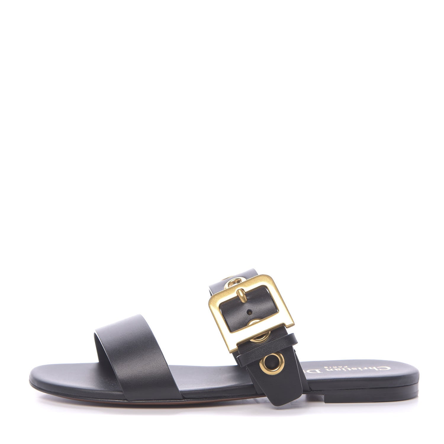 Christian Dior Calfskin D-Dior Slide Sandals 36 Black 1 of 9