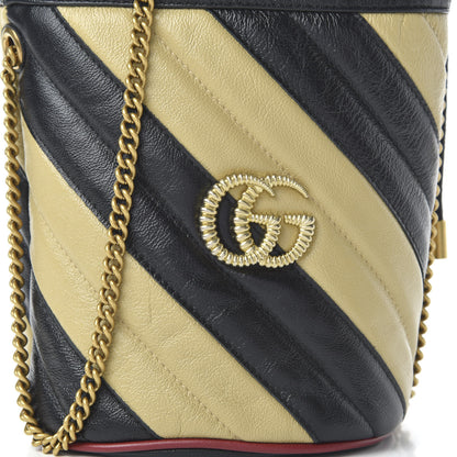 Gucci Azalea Calfskin Matelasse Diagonal Patchwork Mini Torchon GG Marmont 2.0 Bucket Bag Black Beige Romantic Cerise 9 of 9