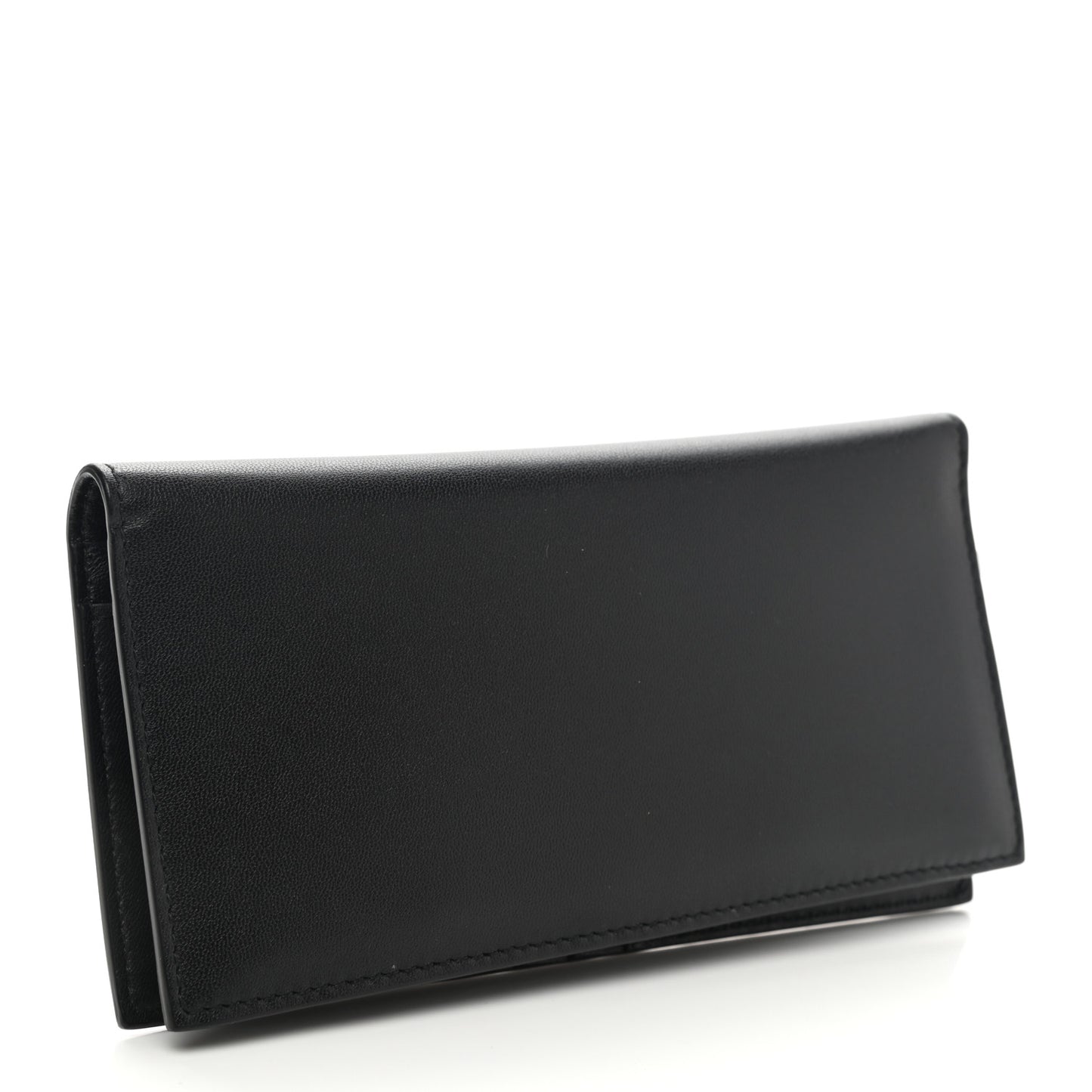 Calfskin Cash Vertical Long Wallet Black