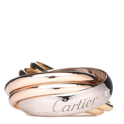 Cartier 18K Pink Yellow White Gold Diamond Trinity 6 Band Ring 51 5.75 1 of 5