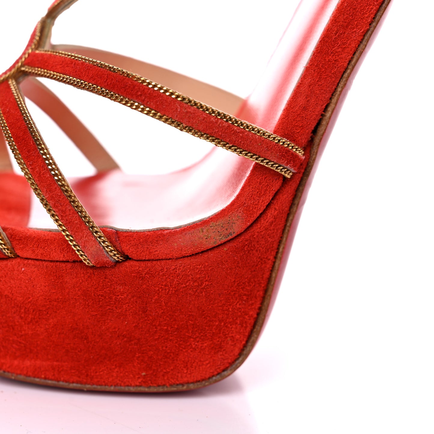 Veau Velours 20 Ans Chain Troisronds 140 Sandals 36.5 Mandarin Red Gold