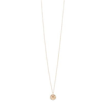 Christian Dior 18K Yellow Gold Diamond Mother of Pearl Rose Des Vents Medallion Necklace 1 of 6