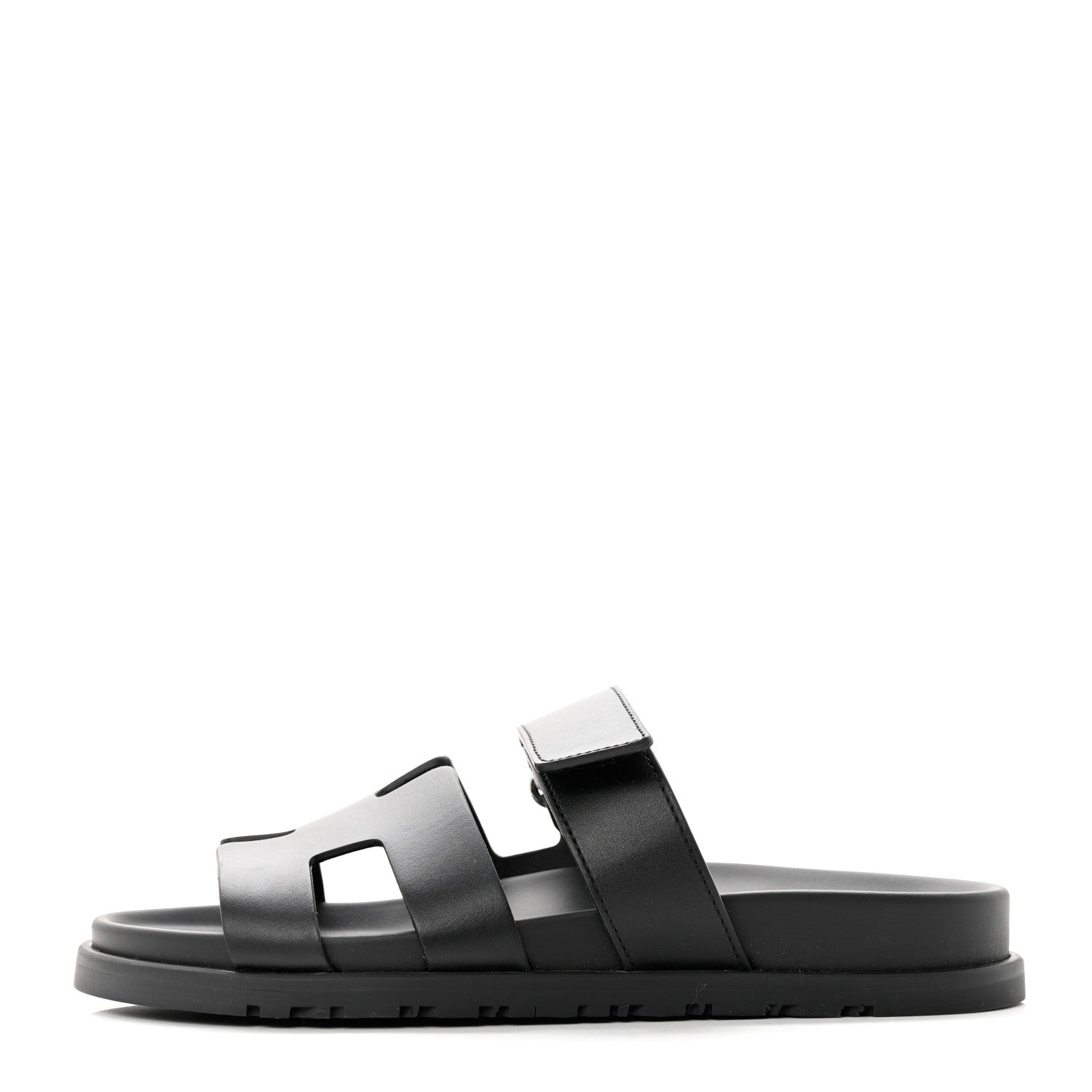 Hermes Calfskin Womens Chypre Sandals 37 Black 1 of 9
