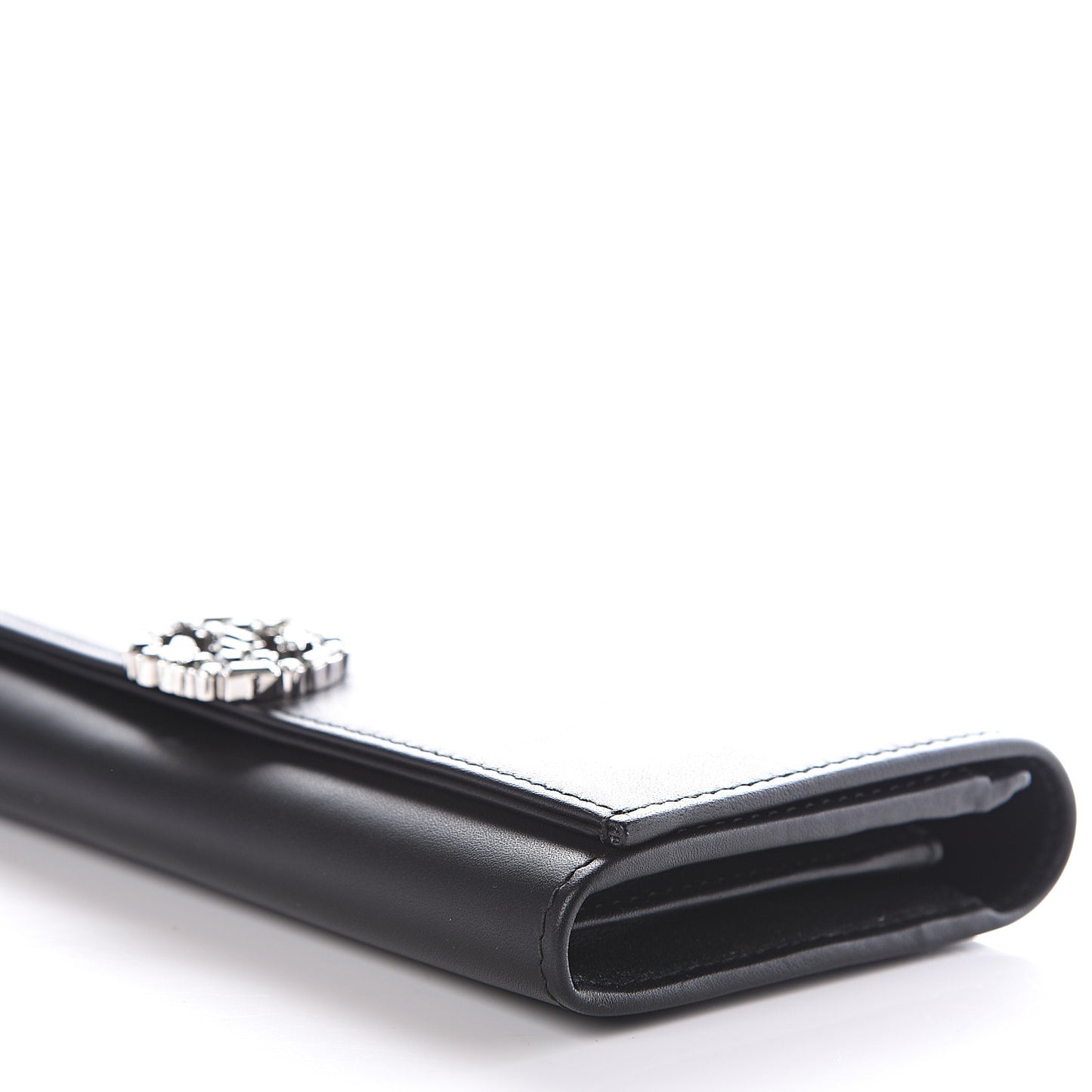 Calfskin Swarovski Crystal GG Sparkling Flap Wallet Black