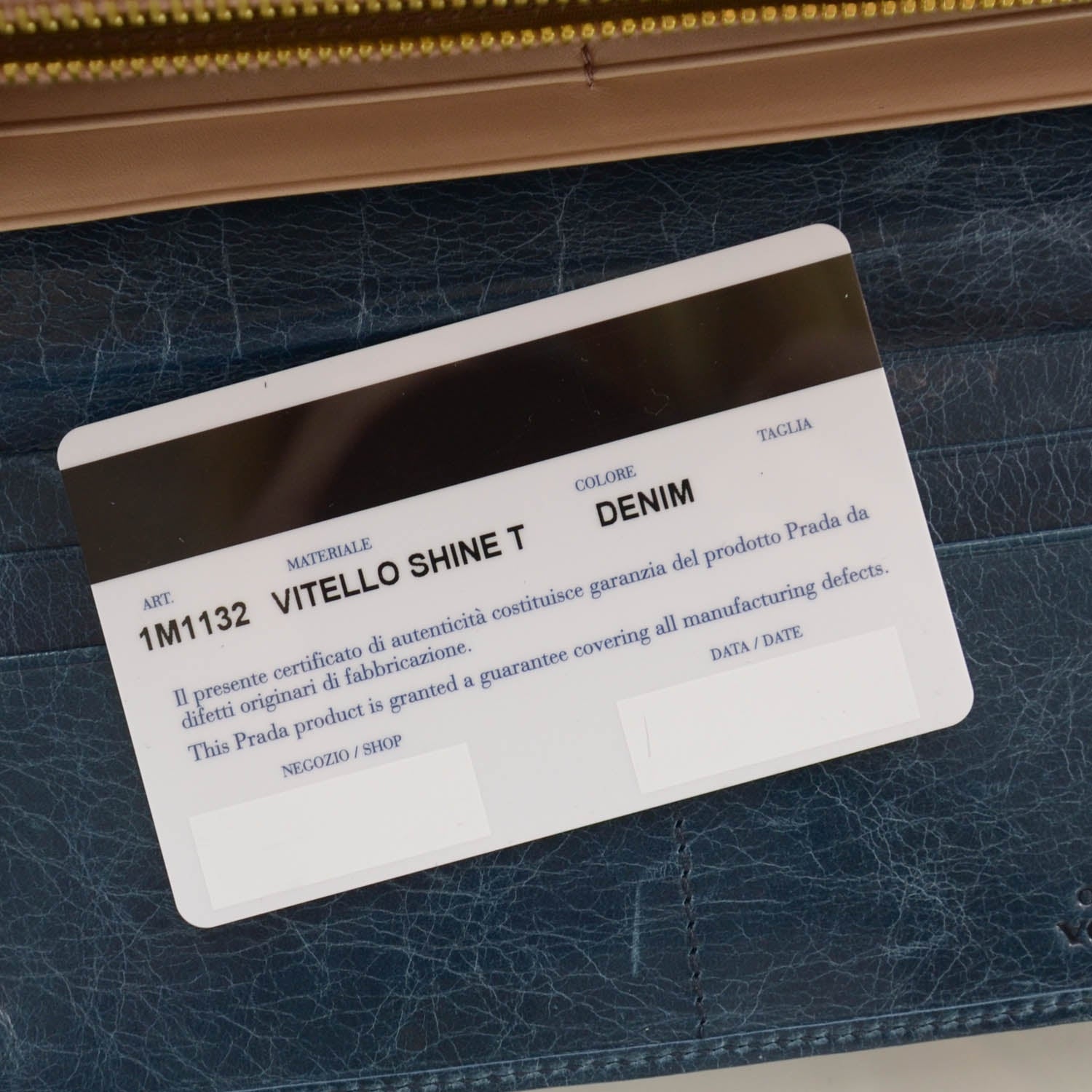 Prada Vitello Shine Flap Wallet Denim 8 of 8