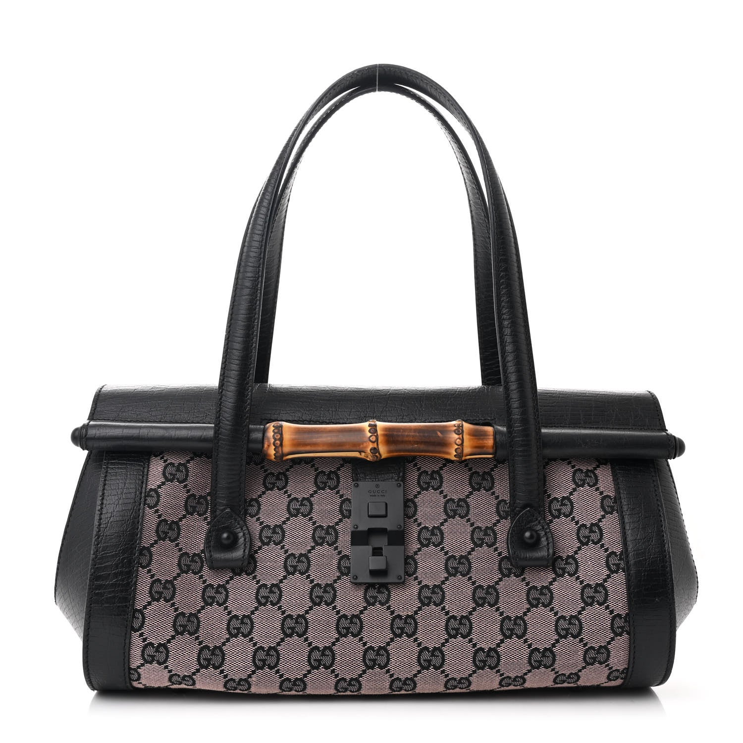 Gucci Monogram Bamboo Bullet Handbag Black 1 of 10