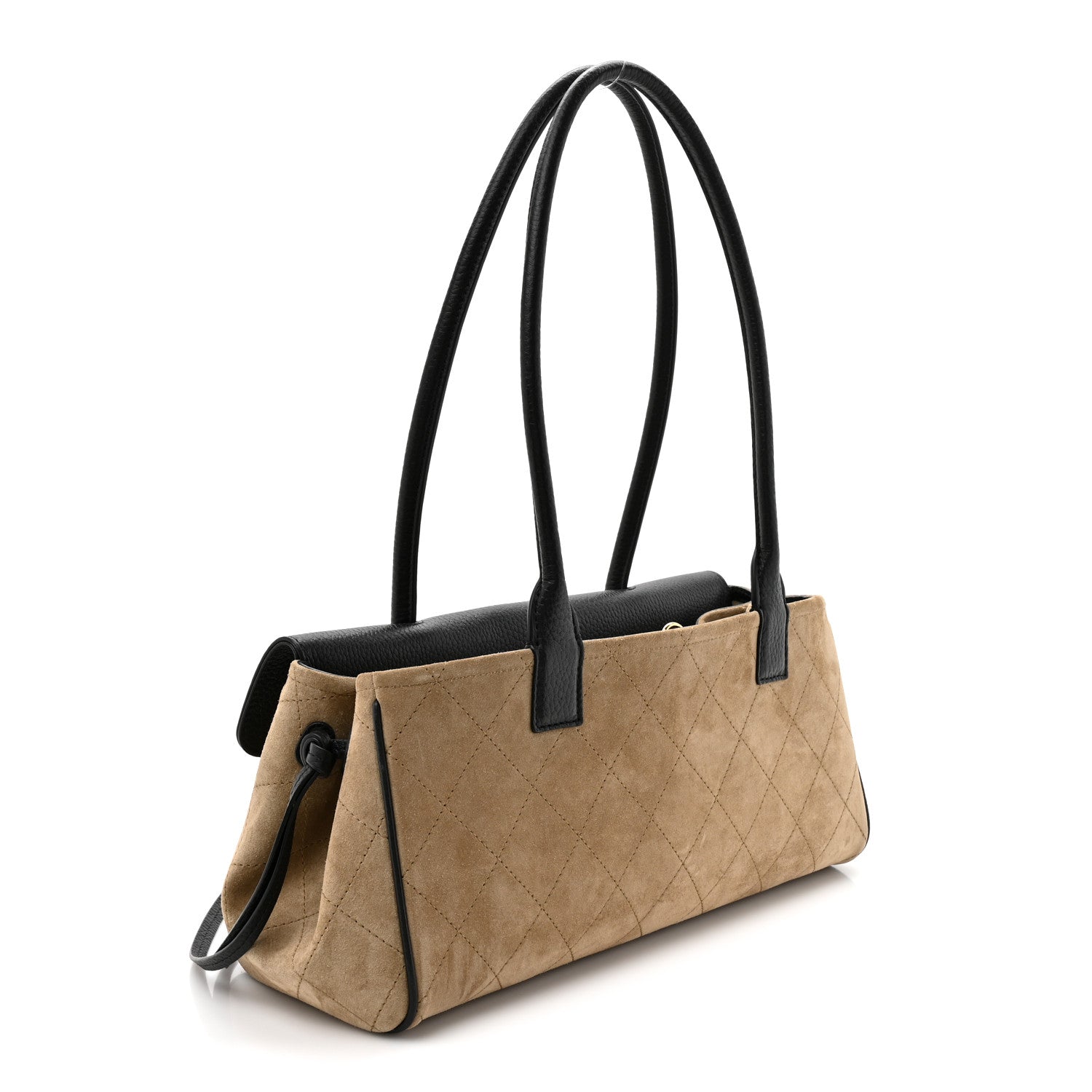 Chanel Grained Calfskin Suede Urban Essentials Small Shopping Bag Dark Beige Black 3 of 11