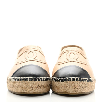 Chanel Lambskin CC Espadrilles 39 Beige Black 2 of 11