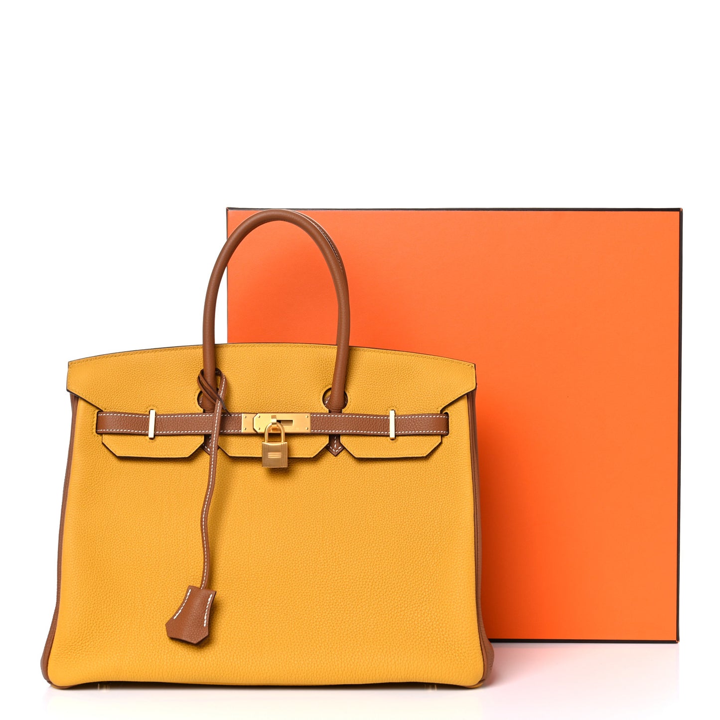 Togo Bi Color Horseshoe Birkin 35 Jaune Ambre Gold