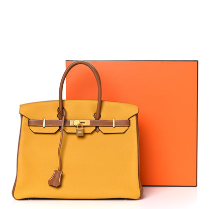 Hermes Togo Bi Color Horseshoe Birkin 35 Jaune Ambre Gold 34 of 34