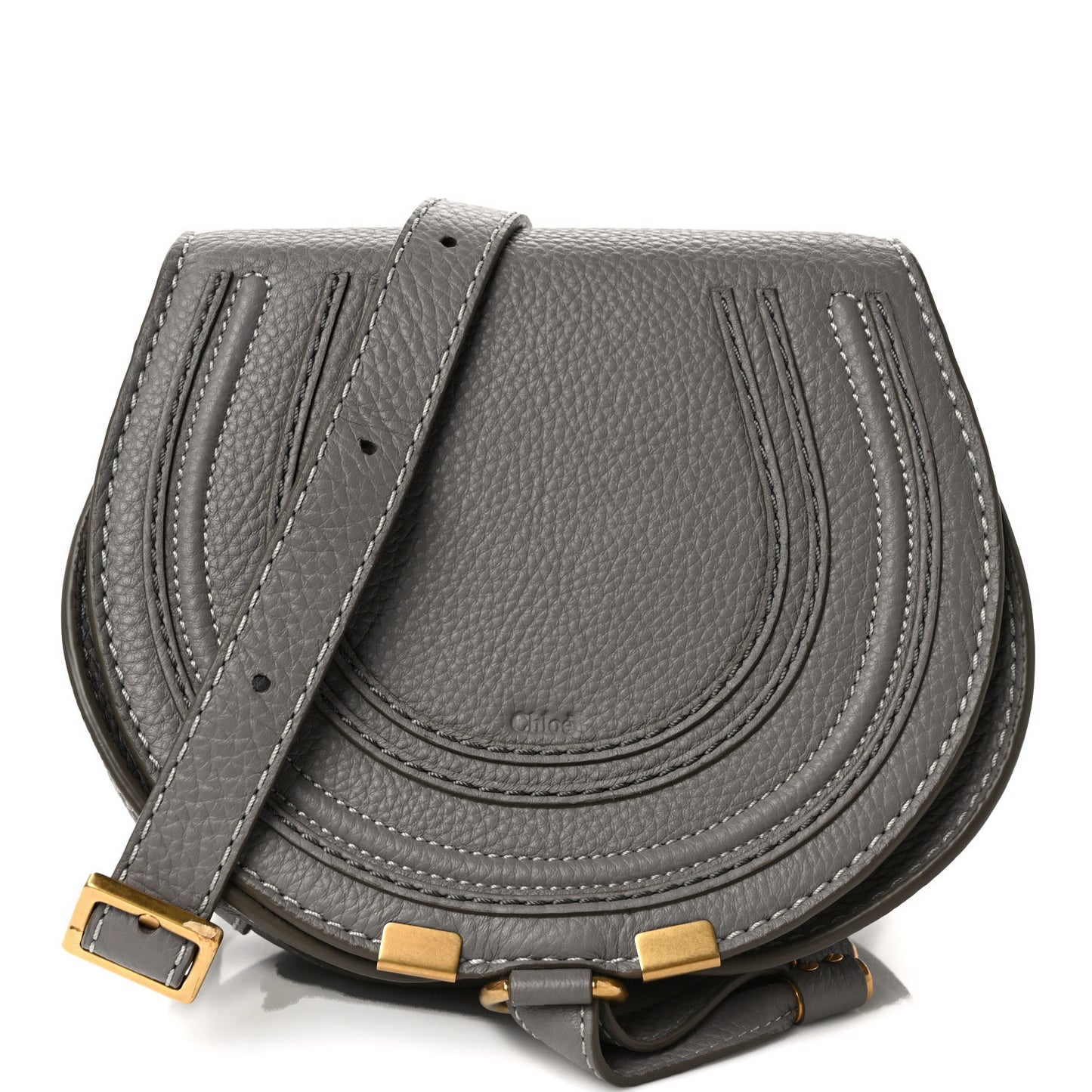 Calfskin Mini Marcie Round Crossbody Bag Cashmere Grey