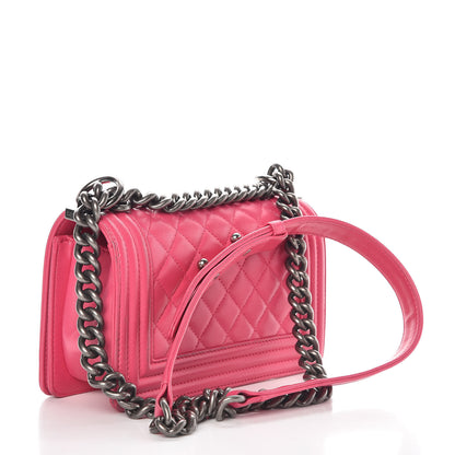 Chanel Lambskin Quilted Small Boy Flap Dark Pink 3 of 17