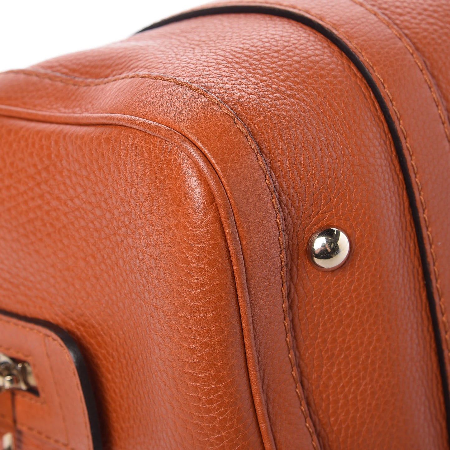 Pebbled Calfskin Small Boston Orange
