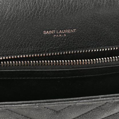 Saint Laurent Sheepskin Matelasse Chevron Monogram Medium College Bag Black 6 of 13