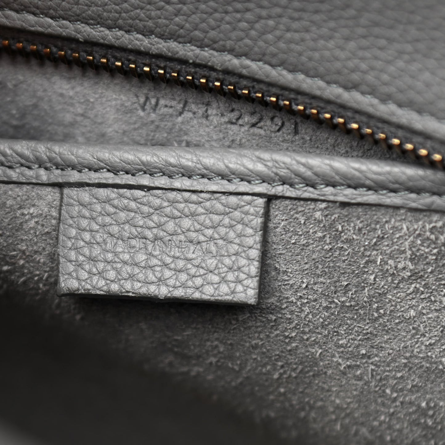 Baby Drummed Calfskin Nano Luggage Kohl