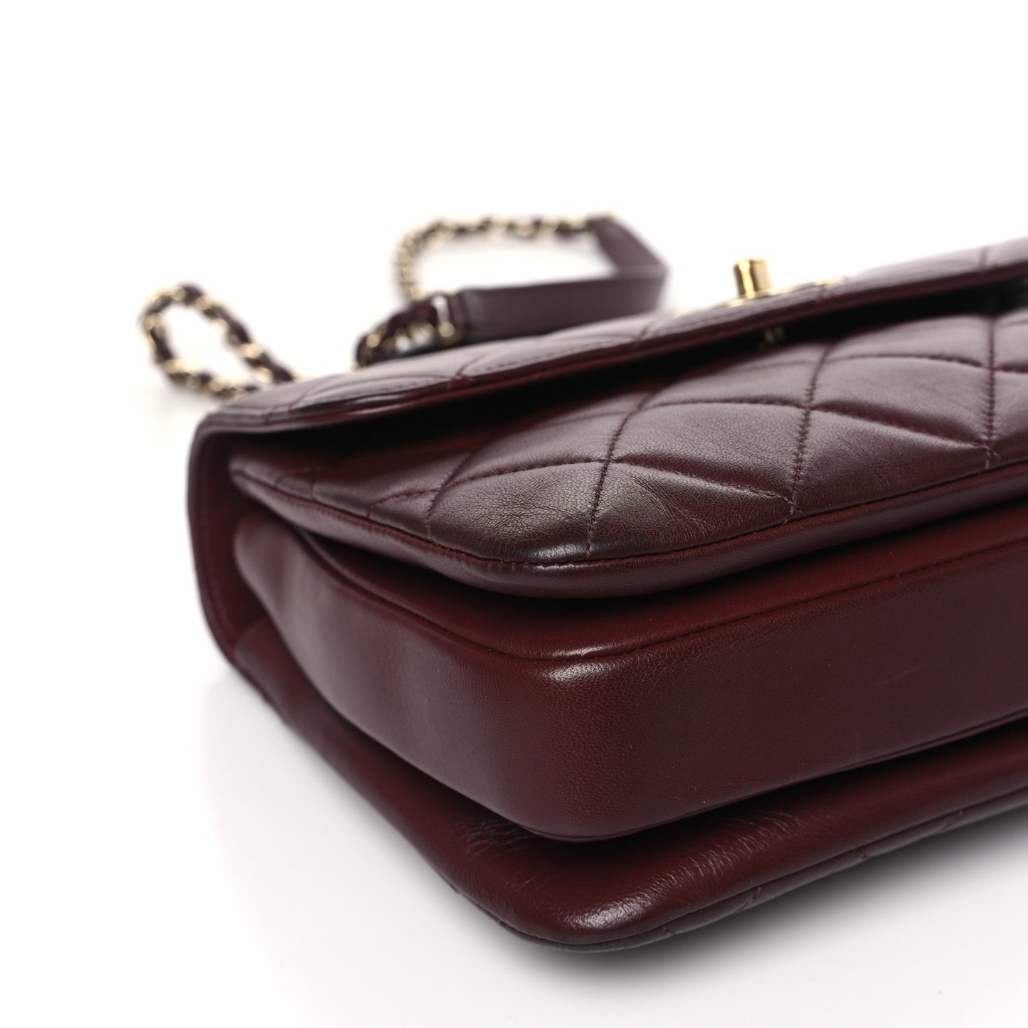 Lambskin Quilted Small Trendy CC Flap Dual Handle Bag Burgundy