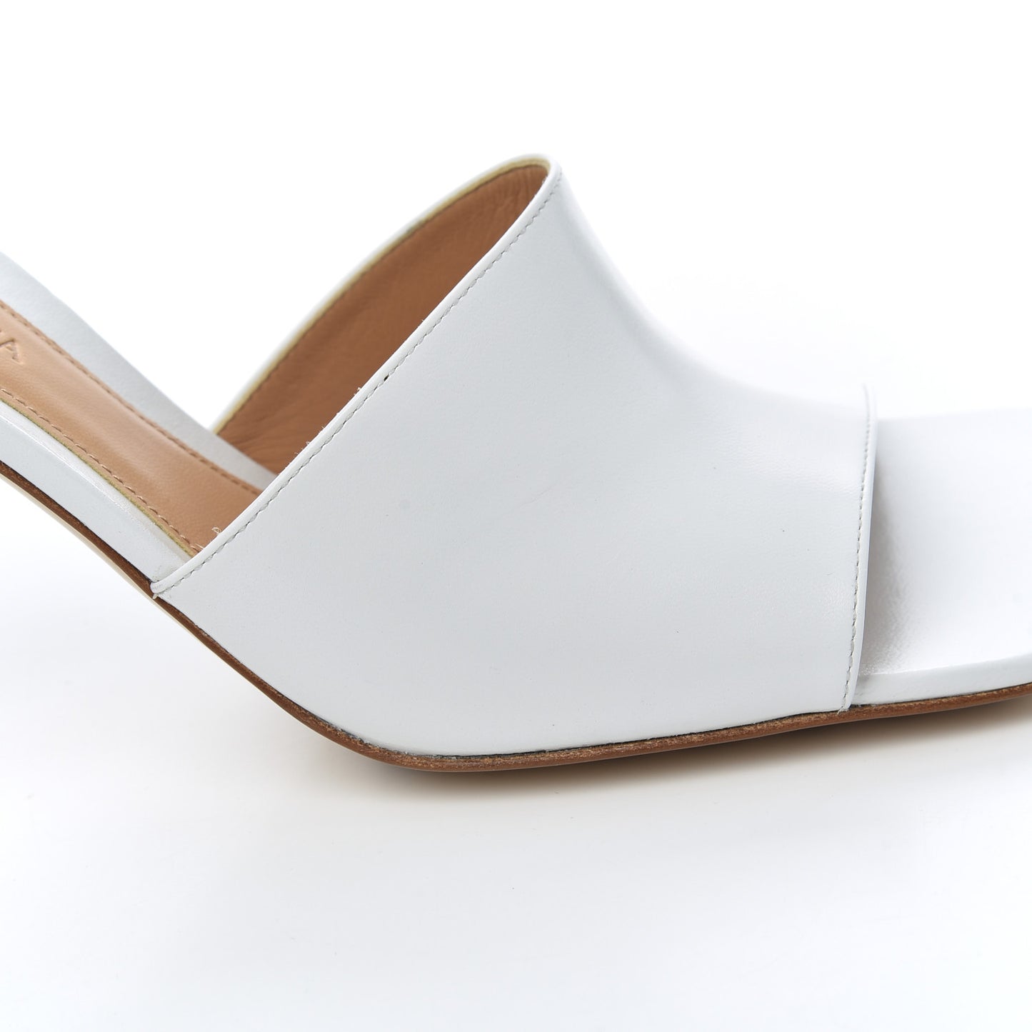 Lambskin Stretch Mule Sandals 38 Optic White