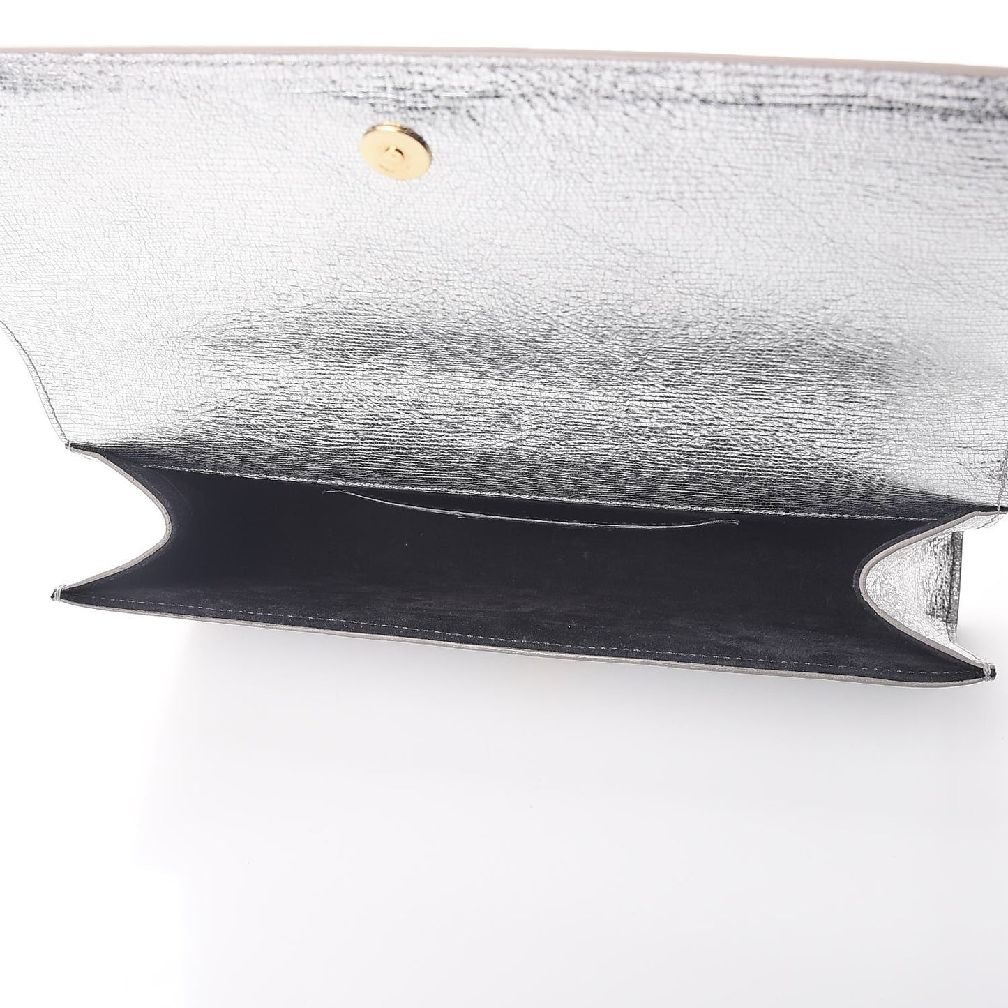Textured Metallic Calfskin Classic Monogram Cassandre Clutch Silver