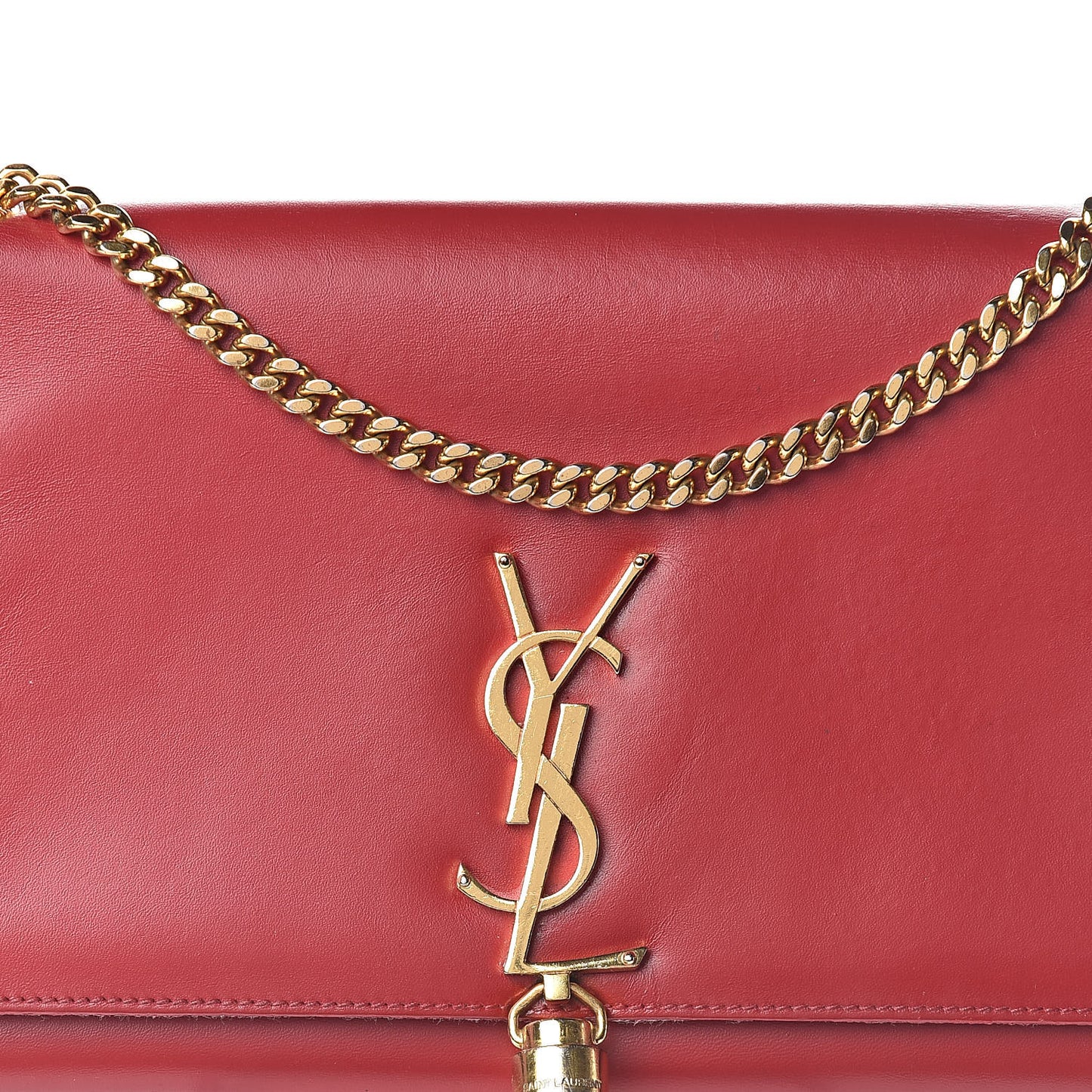 Smooth Calfskin Medium Classic Monogram Kate Tassel Satchel New Red
