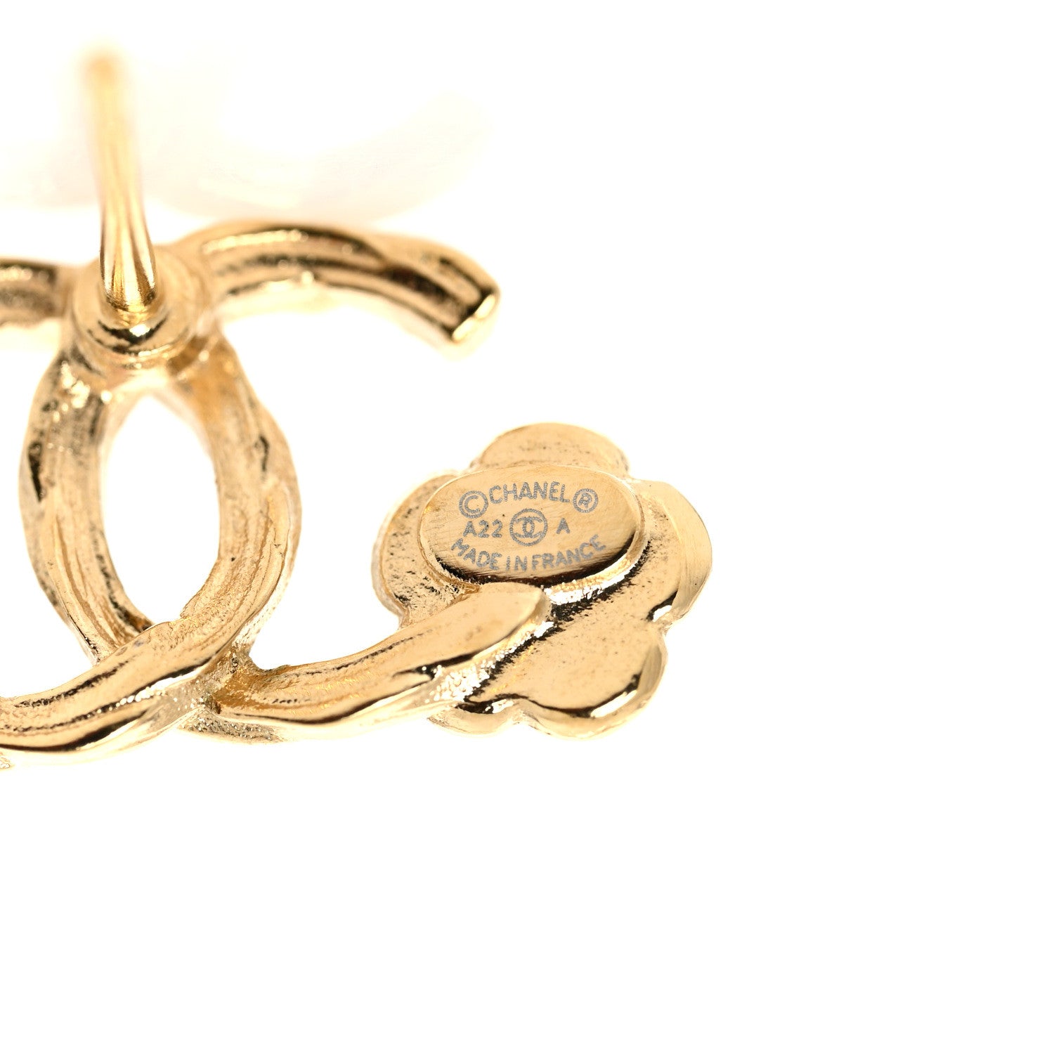 Chanel Metal Camellia CC Earrings Gold 3 of 4