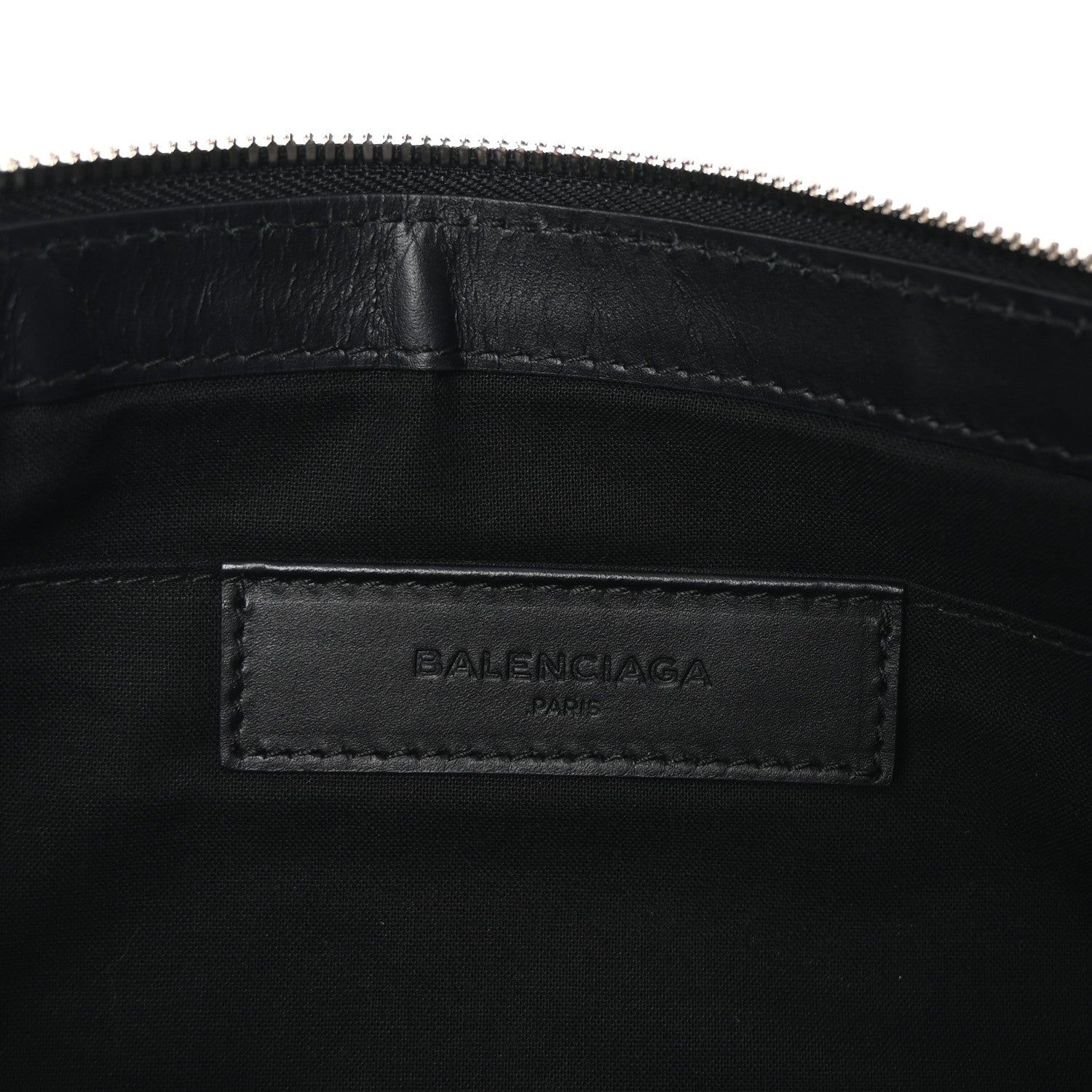 Balenciaga Denim Calfskin Logo Clutch Blue Black 6 of 6