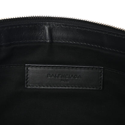 Balenciaga Denim Calfskin Logo Clutch Blue Black 6 of 6