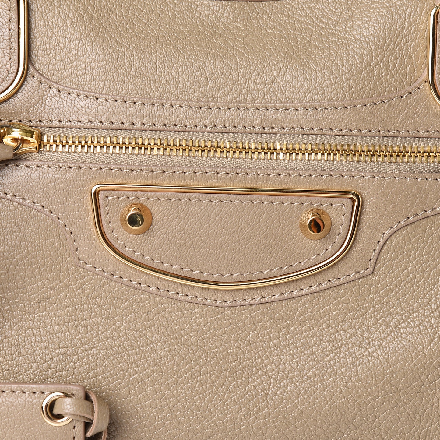 Chevre Gold Metallic Edge Hardware City Beige Latte