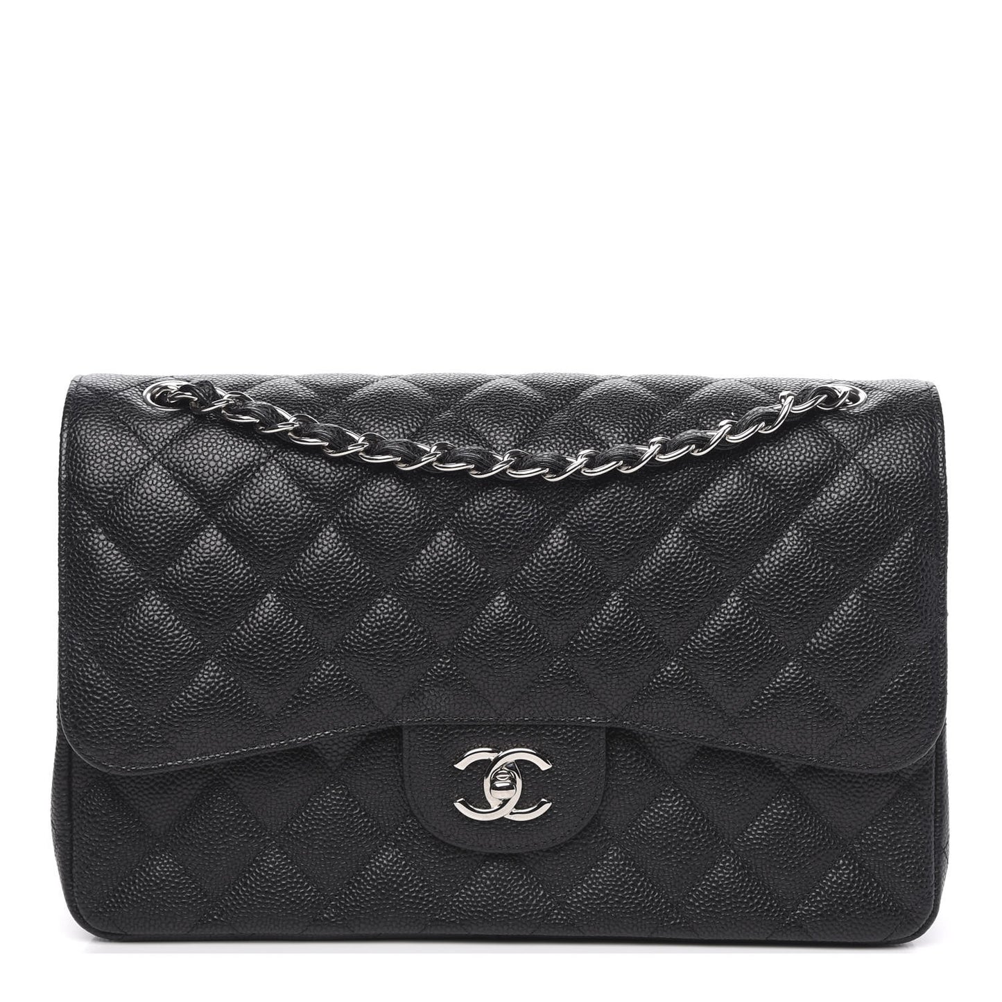 Caviar Quilted Jumbo Double Flap Black