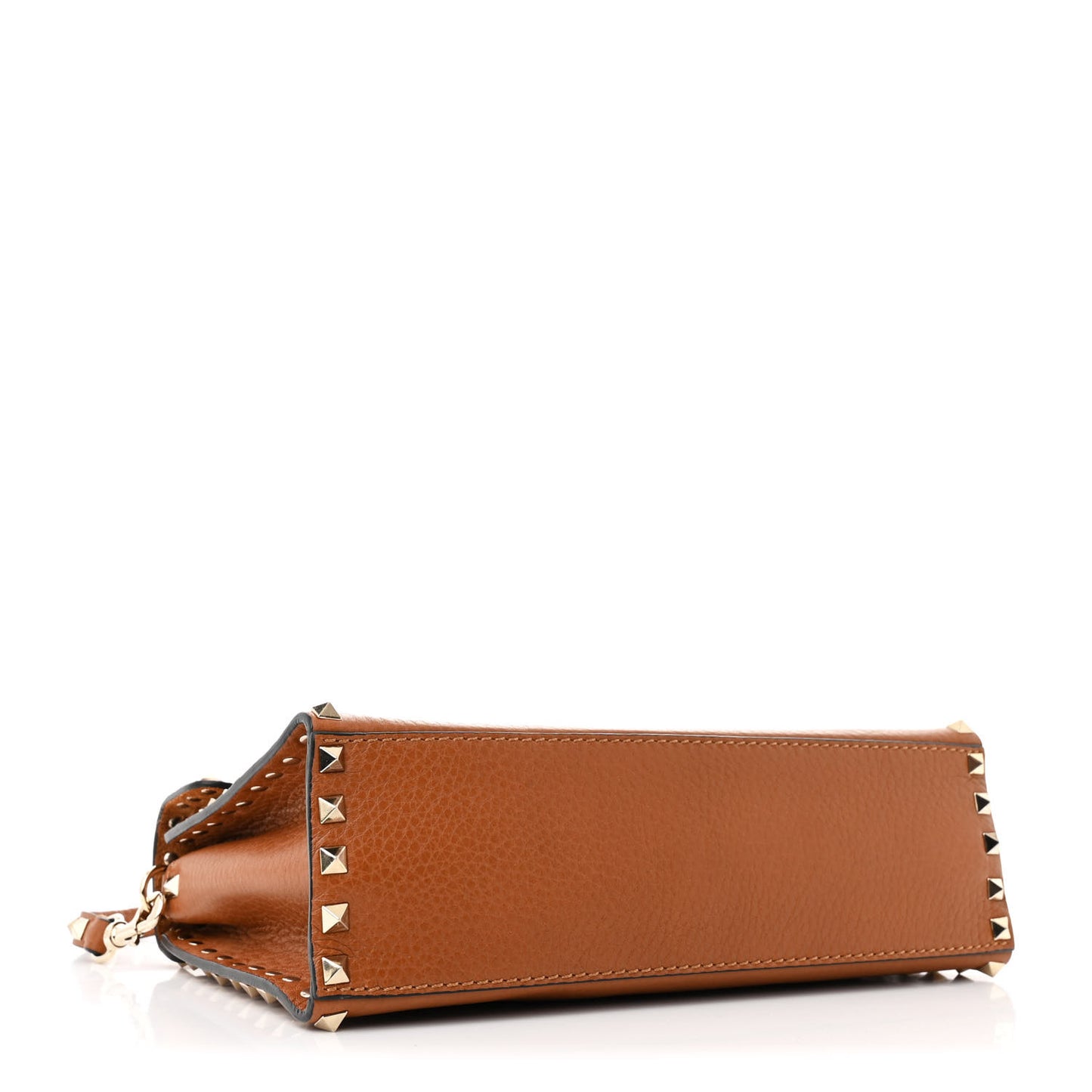 Pebbled Calfskin Small Rockstud Single Handle Flap Bag Light Cuir