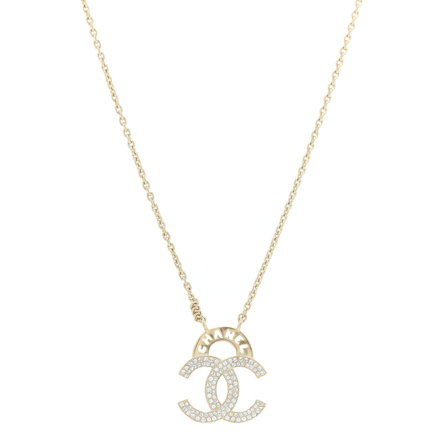 Crystal CC Logo Necklace Gold