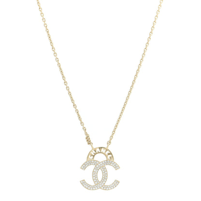 Chanel Crystal CC Logo Necklace Gold 1 of 6
