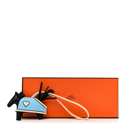 Hermes Milo Lambskin Grigri Rodeo Robeo Coeur Bag Charm PM Black Craie Celeste 6 of 6