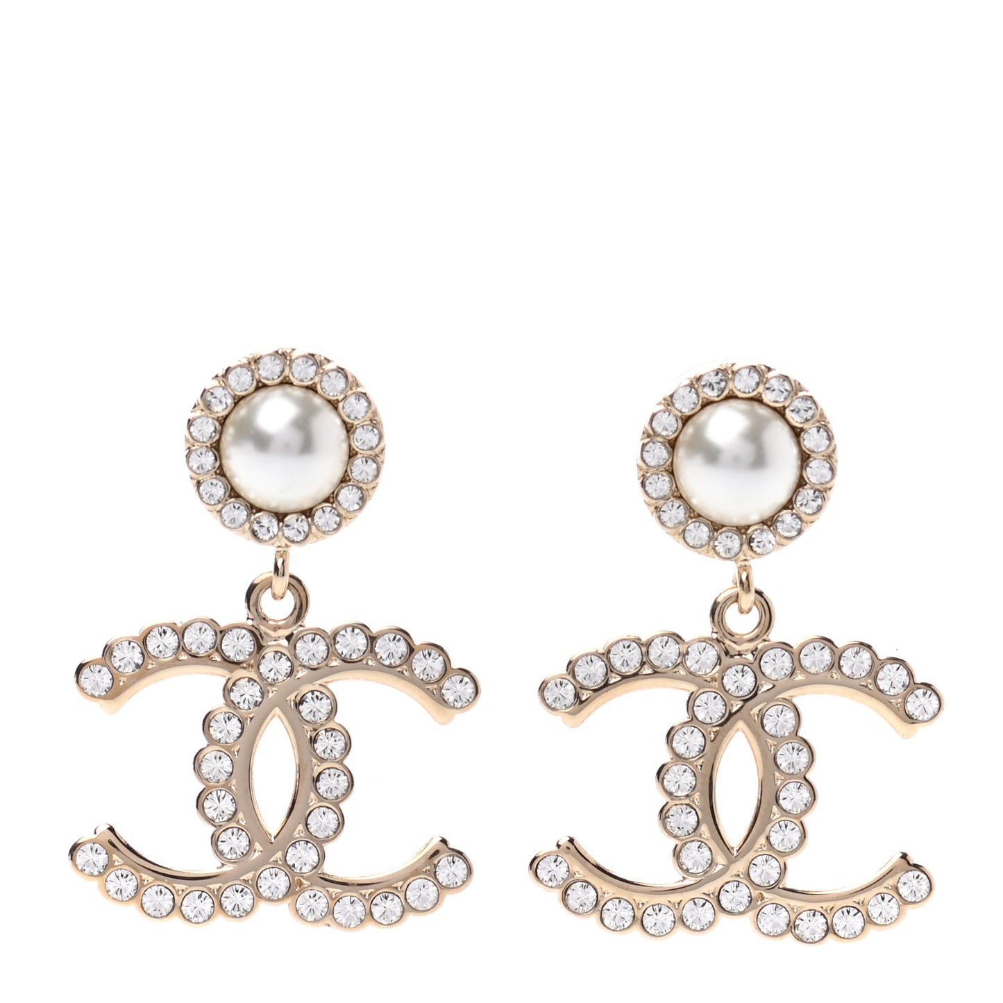 Crystal Pearl Bow-tiful CC Drop Earrings Gold
