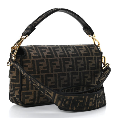 Fendi Fabric Jacquard FF 1974 Medium Baguette Tobacco Moro Black 3 of 12
