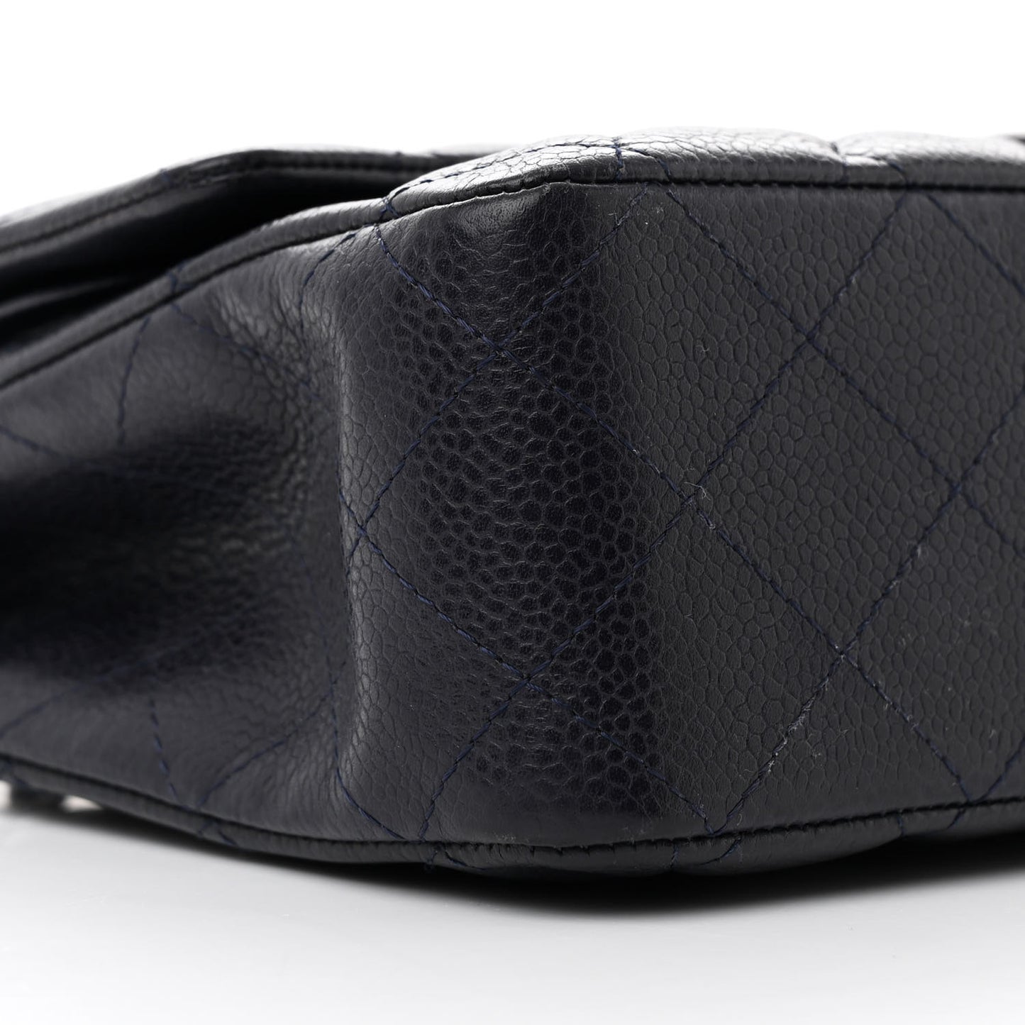 Caviar Quilted Medium Double Flap Navy