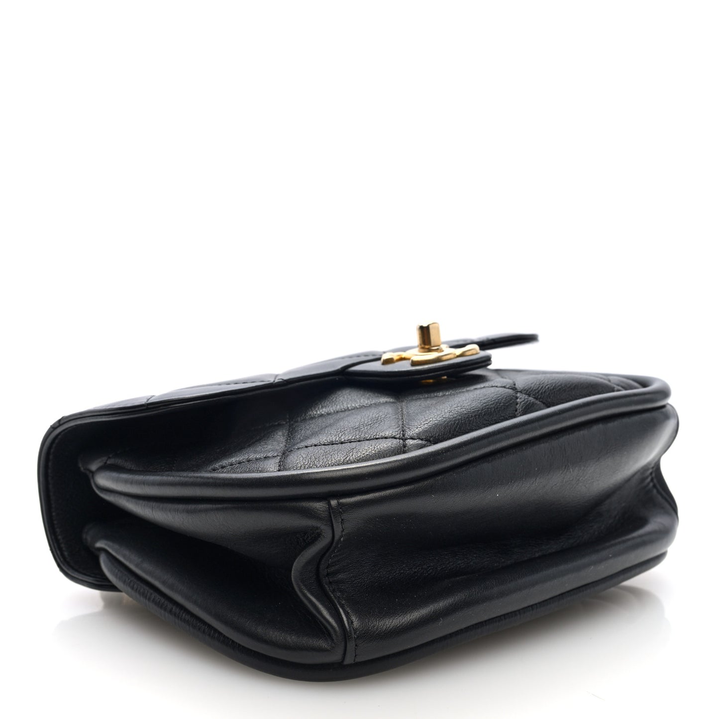 Lambskin Quilted Mini Chain Flap Messenger Bag Black