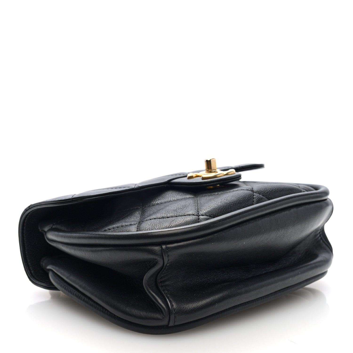 Chanel Lambskin Quilted Mini Chain Flap Messenger Bag Black 4 of 10