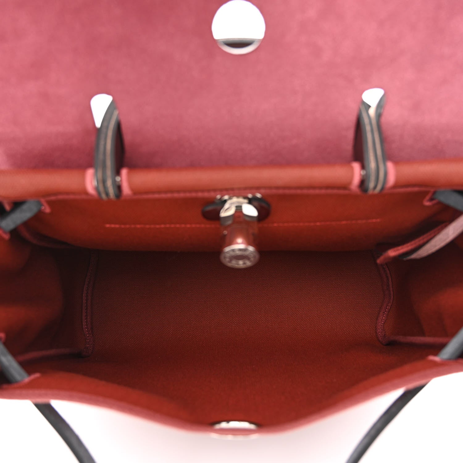 Hermes Military Toile Vache Hunter Tri-Color Herbag Zip Retourne 31 PM Rouge H Ebene Black 6 of 12