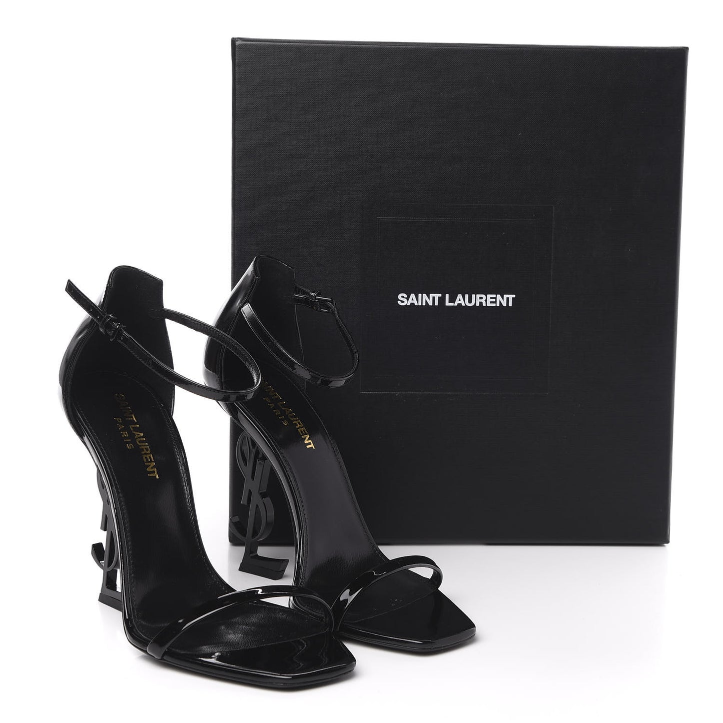 Patent Calfskin Opyum 110 Sandals 38 Black