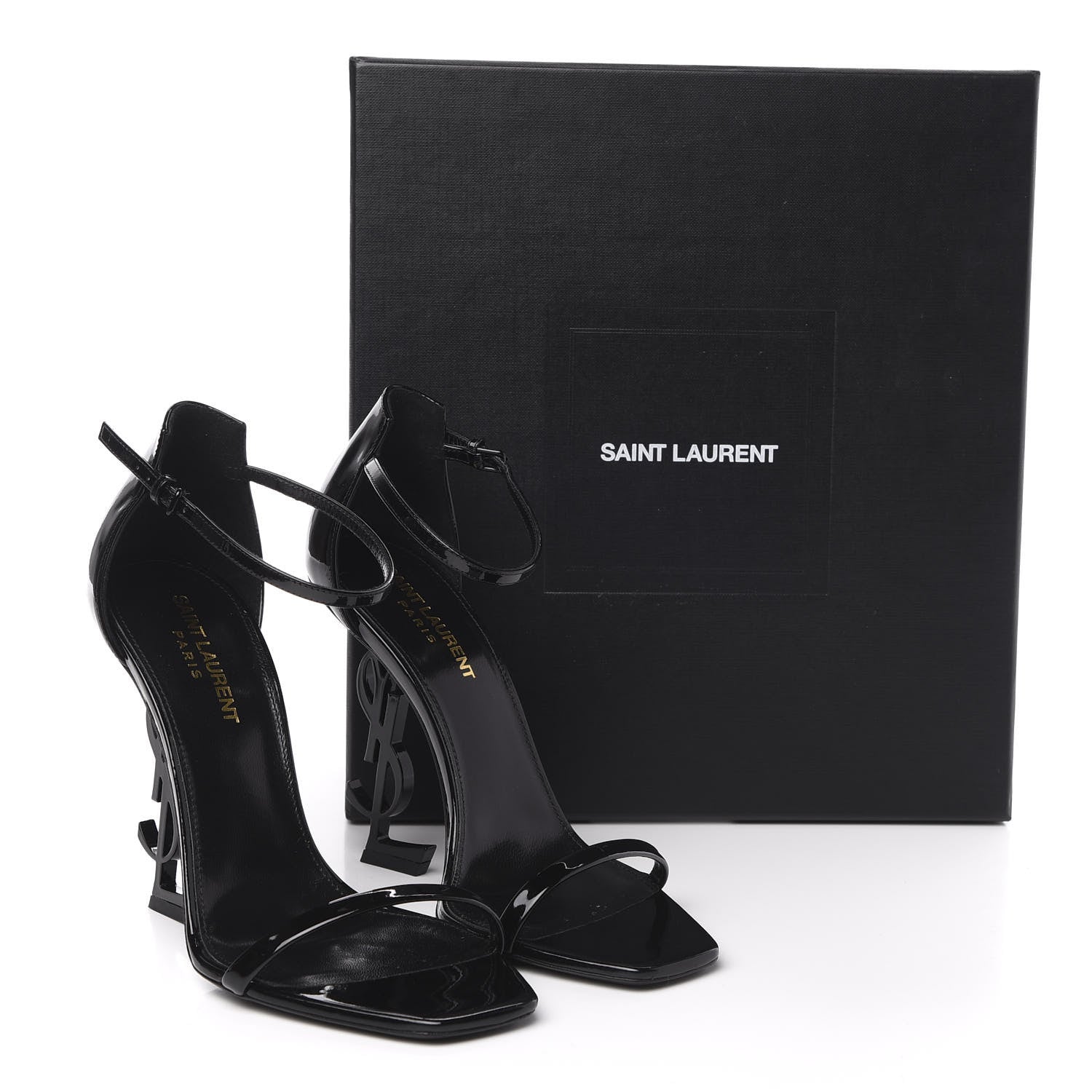 Saint Laurent Patent Calfskin Opyum 110 Sandals 38 Black 9 of 9