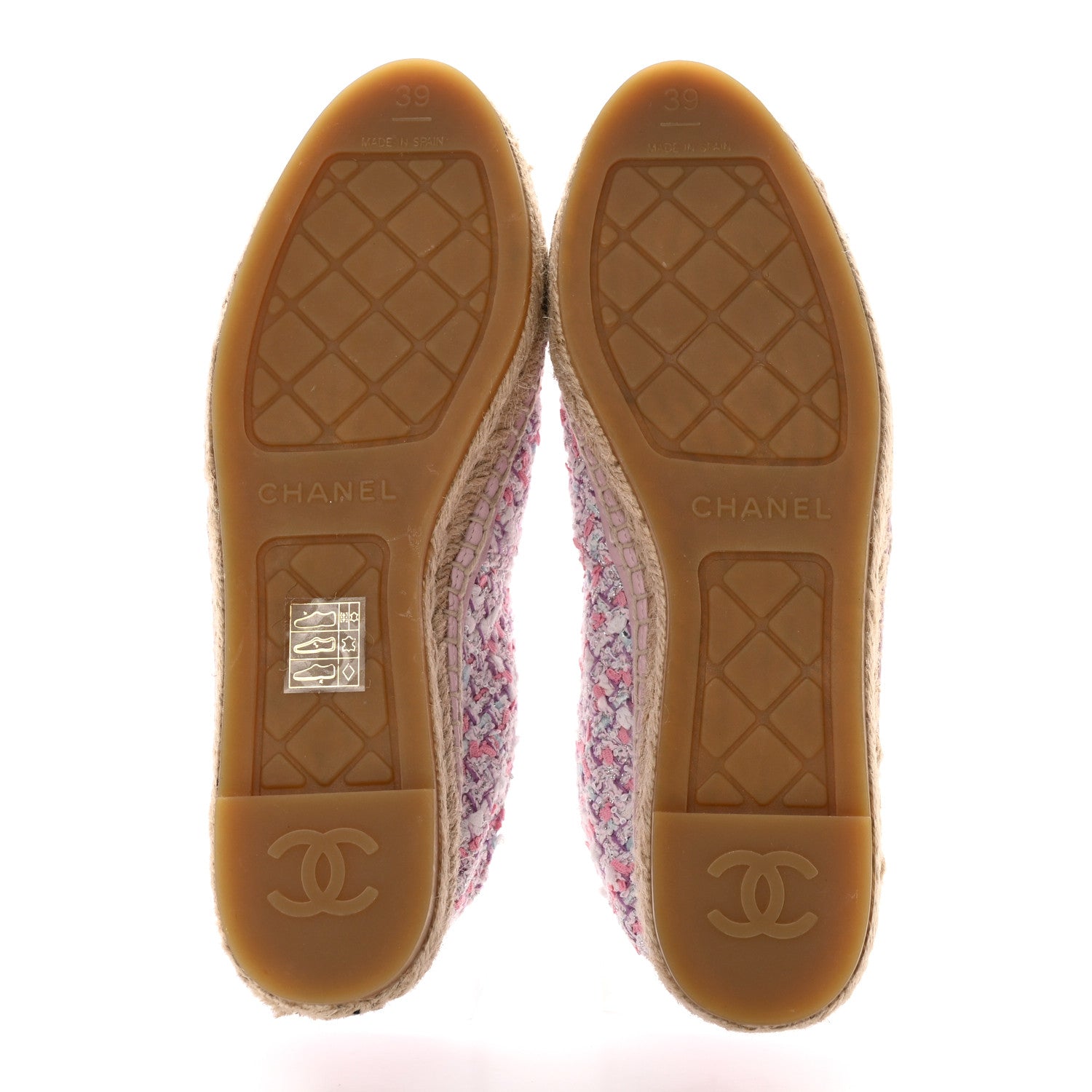 Chanel Tweed Grosgrain CC Espadrilles 39 Pink Multicolor 4 of 12