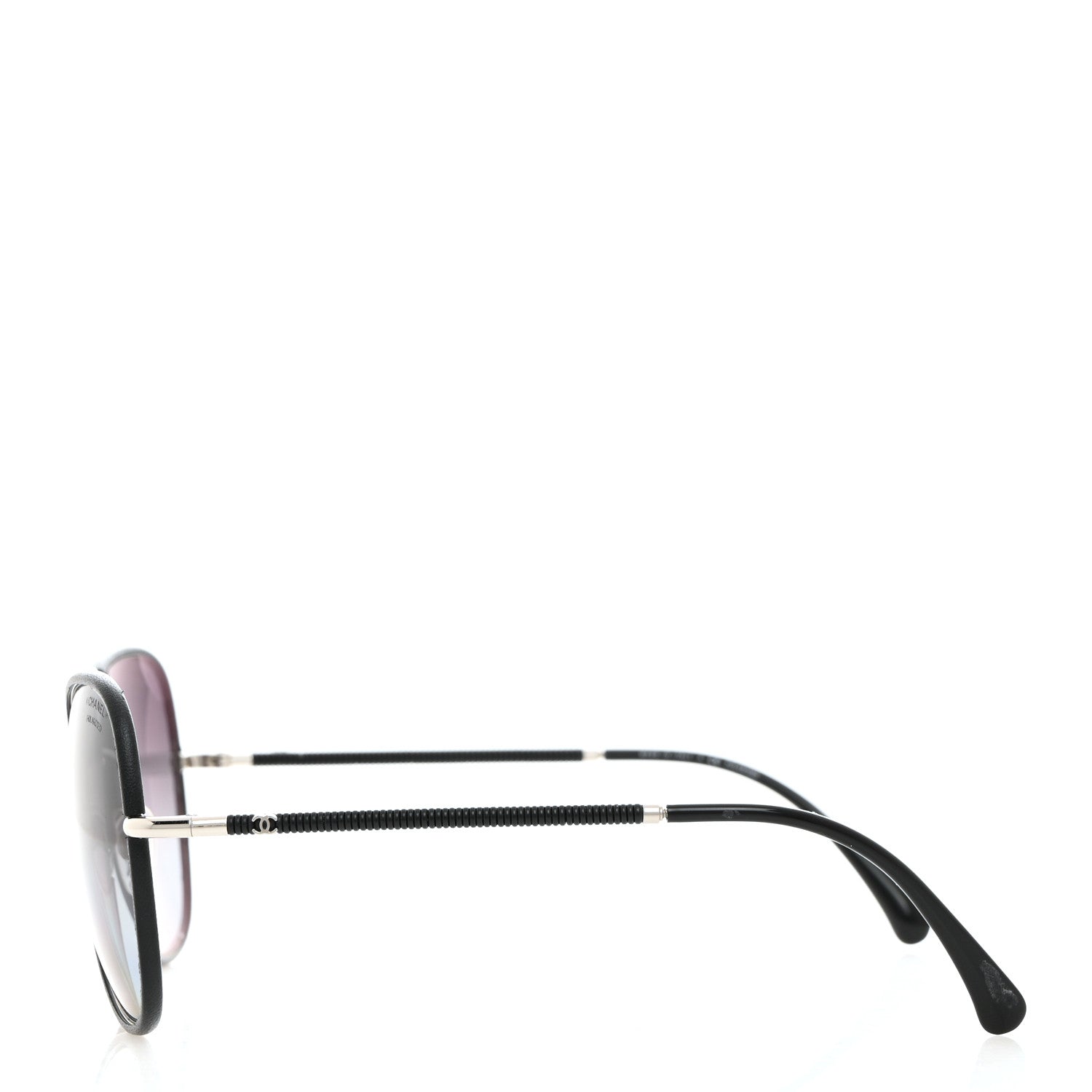 Chanel Metal Lambskin Polarized Pilot Fall Sunglasses 4227-Q Black 3 of 8