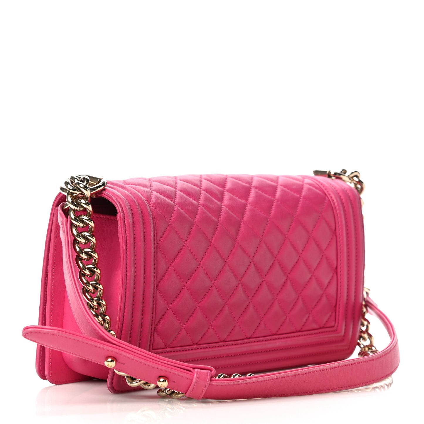 Lambskin Quilted Medium Boy Flap Pink