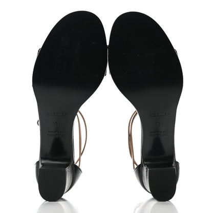 Hermes Calfskin Patent Epsom Manege Sandals 36.5 Black 5 of 8
