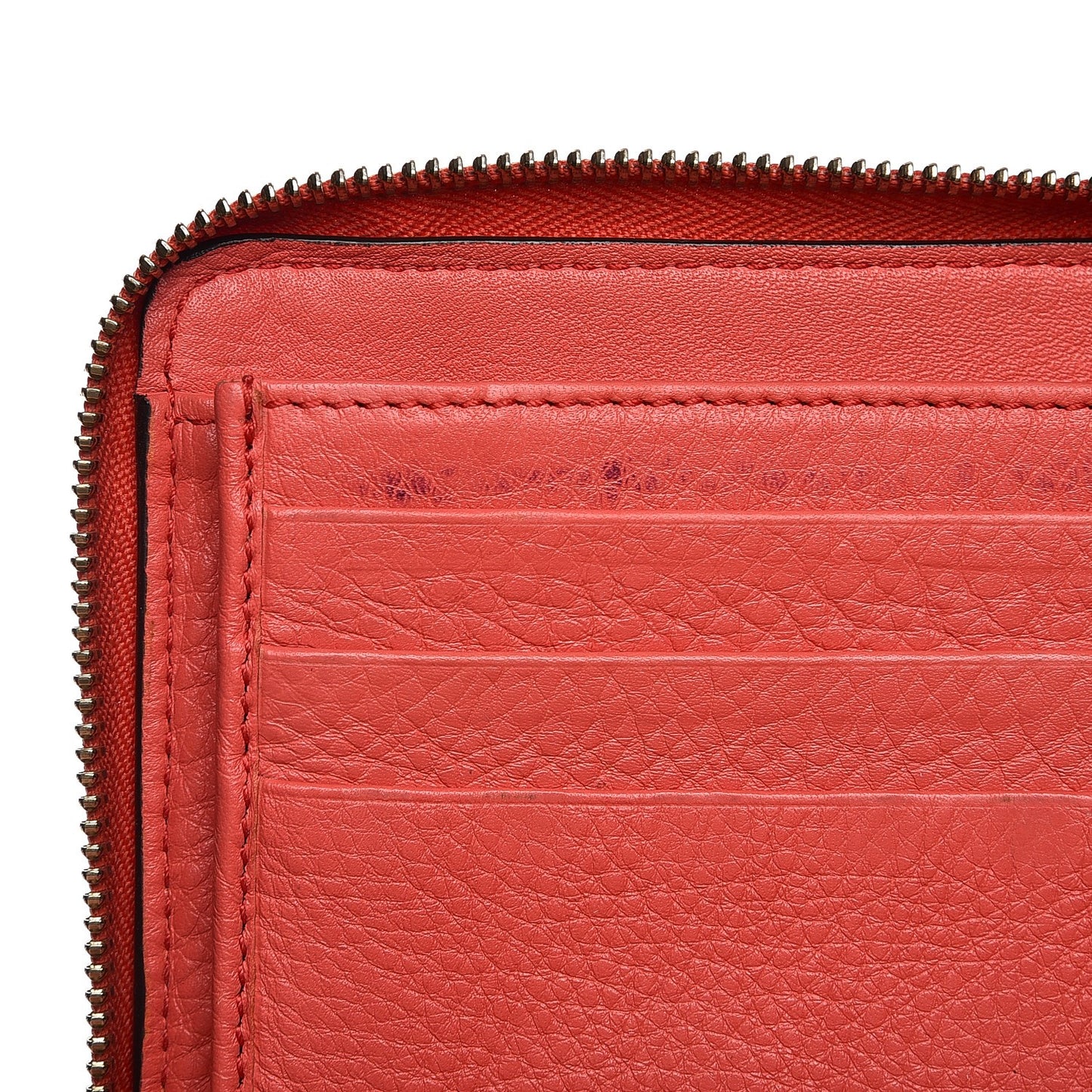 Pebbled Calfskin Soho Zip Around Wallet Coral