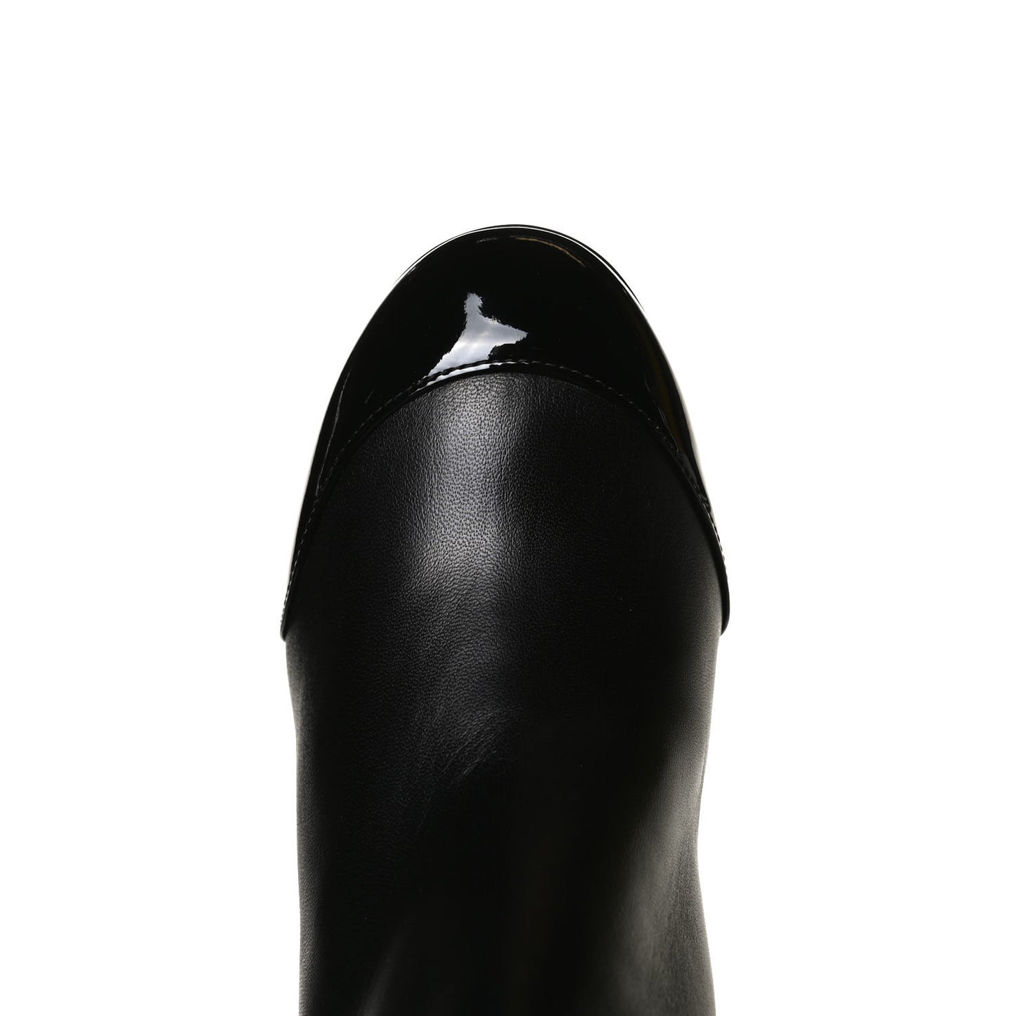 Lambskin Patent Calfskin Ankle Boots 40 Black