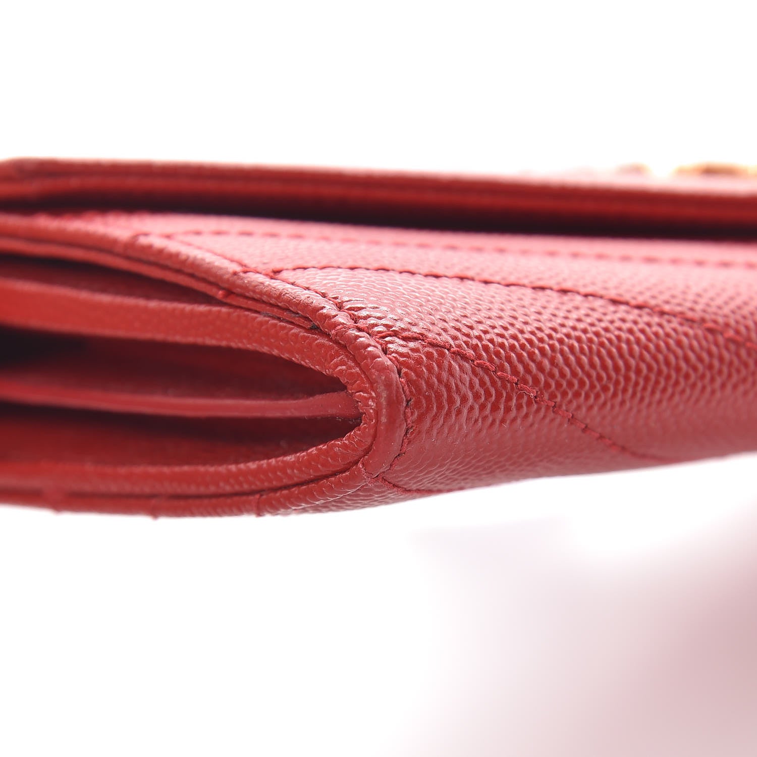 Saint Laurent Grain De Poudre Matelasse Chevron Monogram Wallet Lipstick Red 9 of 12